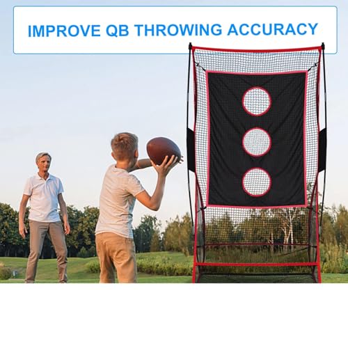PGL Football Net for Throwing Accuracy - 3x6 ft Kicking Cage with 3-Hole Target Cloth - Heavy Duty Quarterback Training Equipment for Adults and Youth - Portable Backyard Trainer Aid with Carry Bag