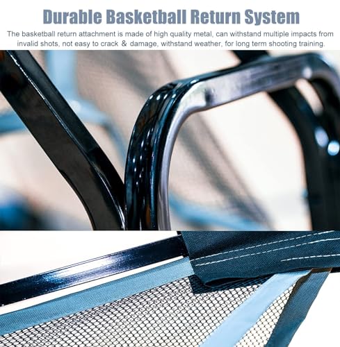 Basketball Shooting Machine Metal Basketball Rebounder Attachment, Sport Basketball Return System for Hoop & Rim