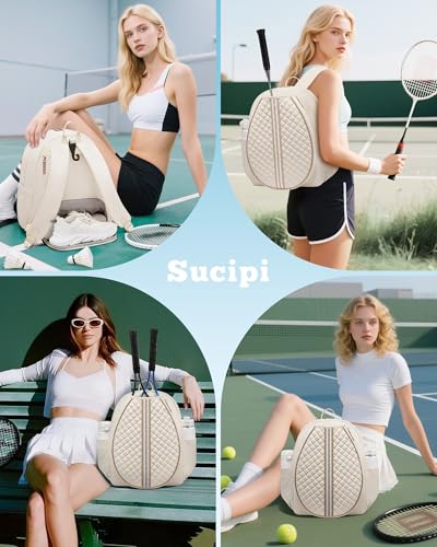 Tennis Bag, Quilted Tennis Sling Crossbody Backpack, Water Resistant Tennis Racket Bags for Women Men, Suitable for Pickleball Tennis Badminton
