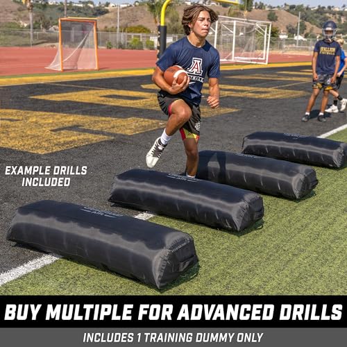 GoSports Inflatable Football Step Over Dummy & Blocking Pad - Training Equipment for Football Practice with 4 Heavy Duty Handles - 4 ft