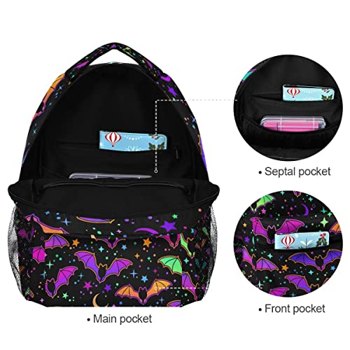 Halloween Rainbow Bats Backpack School Bookbag Lightweight Laptop Backpack for Men Women Kids - color: Halloween Bats
