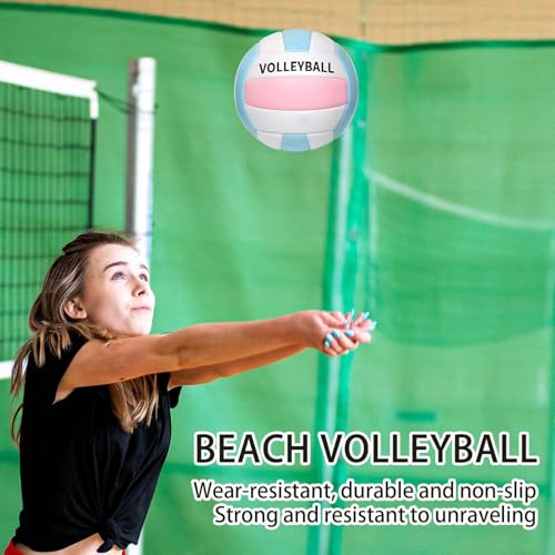 Beach Volleyball - Outdoor Game Match Ball - Soft Beach Volleyball for Team Sports Practice Games Park Grass Backyard Pool Sand Court School Party - color: Blue and white