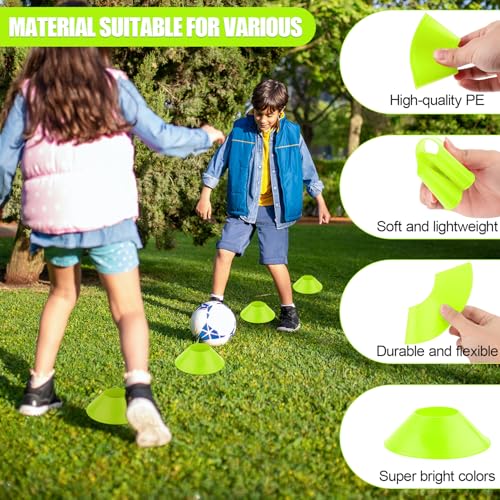 15pcs Soccer Cones for Sports Training, Mini Football Pylons Cones Flexible Agility Practice Cones for Basketball Running Drills Sports Games Field Cone Markers (Fluorescent Green)