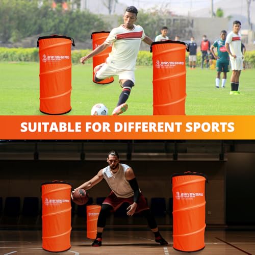 Portable Pop-Up Defender Dummy Trainer - Basketball Dribble Training - Football Tackling, Soccer Dribbling Dummies - Equipment to Improve Skills w/Built-in Storage - size: 3 - Pack