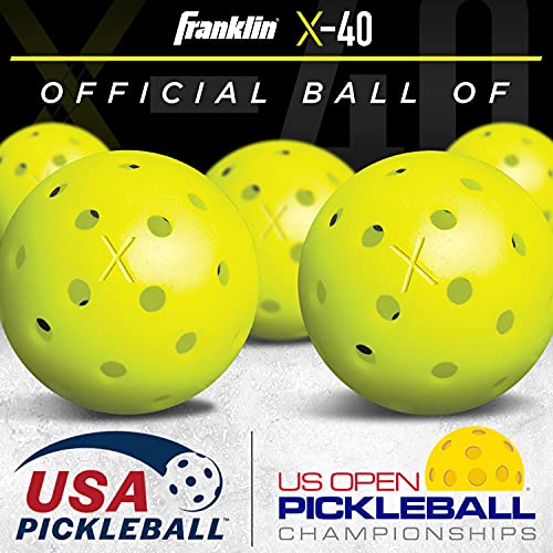 Franklin Pickleball 2 Player Carbon Fiber Paddle and X-40 Pickleball Set - (2) Carbon Fiber Paddles - (4) X-40 Balls - USA Pickleball Approved - style: Blue