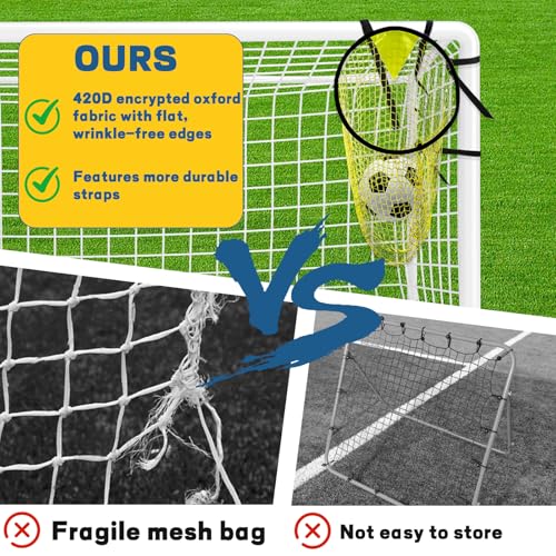 4 Pcs Yellow Soccer Goal Targets Portable Shooting Training Nets, Top Bins Precision Practice Aids for Football Goal Shooting Drills, Easy to Attach and Store for Backyard, Field, Home Use