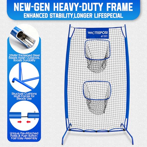 Football Throwing Net, Upgrade Heavy Duty Metal Frame Quarterback Training Equipment Throwing Machine with 1-4 Targets, Easy Setup Football Target Practice with CarryBag, Allweather Indoor Outdoor Use - size: 4 FT × 7 FT