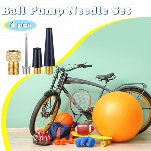 Shappy 4 Pcs Ball Pump Needle Set Needle Inflator Kit for Air Pump Accessories Nozzle Inflator Adapter for Football Basketball Volleyball Swim Ring Balloon Bike