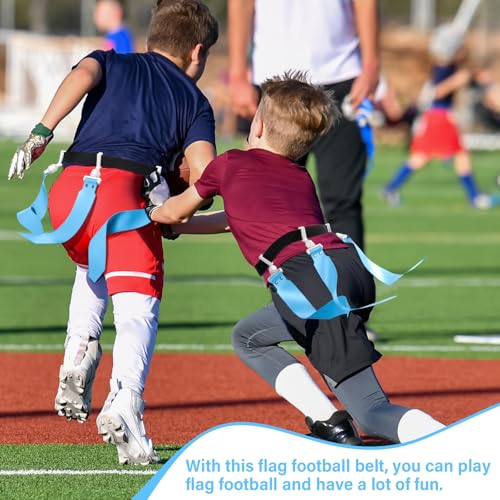 Junkin 6/8/10 Players Flag Football Sets Adjustable Football Belts and Flags for Youths Teens Kids Adults Players Sports Team - color: Sky Blue