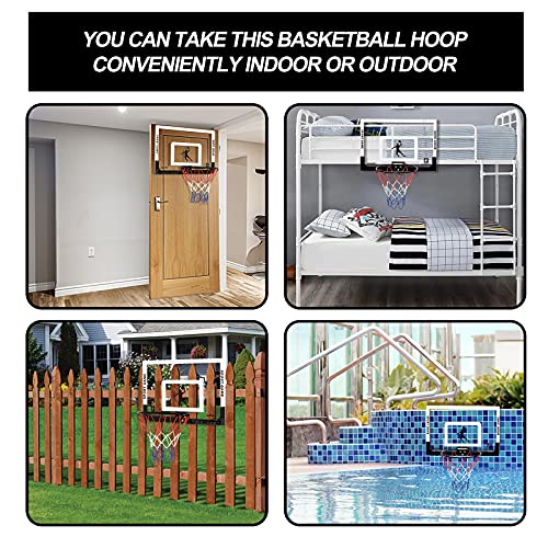 Large Basketball Hoop Indoor for Kids & Adults - 23x16 Inch Board with Over Door/Wall Mount | Includes 3 Balls & 2 Nets | All-Ages for Christmas Birthday