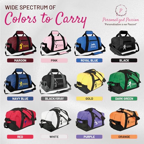 14” Small Sports Duffel Bags for Kids - Waterproof Travel Duffle Bag with Name and Swimming Design - Pink Two-Toned Kids Weekender Bag for Boys and Girls - color: Pink, style: Swimming
