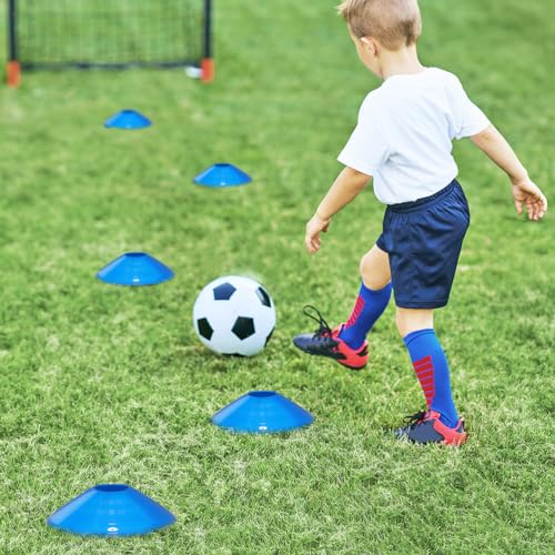 GHB Agility Ladder,Football Training Equipment Set,4 Agility Hurdles, 20 feet12 Rungs Speed Ladder,12 Disc Cones,Resistance Parachute, Jump Rope, 5 Resistance Bands - color: Blue