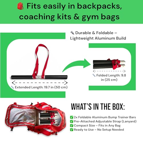 Bump-Pass Volleyball Training Equipment Kit for Proper Passing Technique – Foldable Sticks with Adjustable Fit and Foam-Padded Ends – Training Volleyball Gifts for Solo or Team Practice