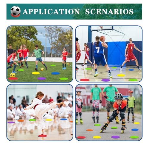 LAZR Non Slip Agility Marker Aggregate Dots 4.72 inch 9 inch Floor Dot Marker for Classroom Dance Sports Football Basketball Speed Agility Training - style: 4.72inch 60pcs