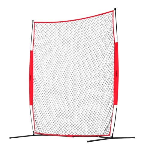 VEVOR 7X7ft/12X9ft/16X10ft/20x10ft Barricade Backstop Net, Ball Sports Barrier Netting, Portable Practice Net for Baseball Softball Lacrosse Hockey Basketball Equipment Training Net