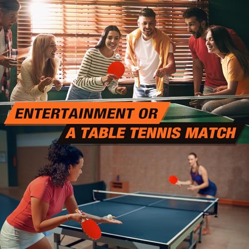 Ping Pong Paddles Set of 4, Ping Pong Paddles and Balls, Table Tennis Rackets Set Suitable for Indoor and Outdoor Games, Family Games