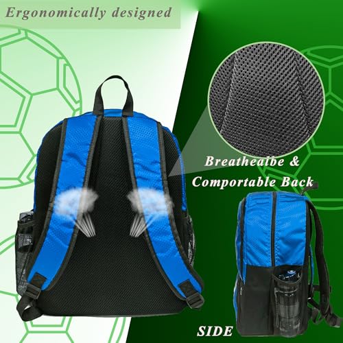 Soccer Ball Bag-Backpack for Basketball,Volleyball with Cleat Shoes and Ball Compartment for Sports Team,Trainning - color: Brighten Blue
