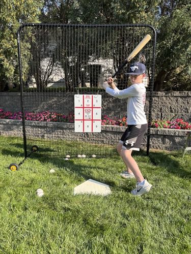 7x7 Baseball Pitching Net – Portable with Wheels for Pitching & Hitting Training, Bullpen Training, Backyard Practice & Youth Baseball Training