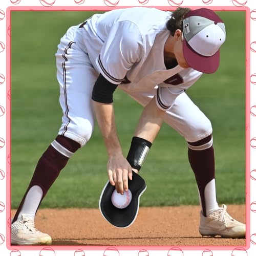 RoundFunny 6/12 Set Baseball Pancake Glove for Training, Baseball Softball Fielding Gloves with 9 Inch Foam Practice Balls, Quick Hands Batting Infield Training Practice Two Hands Youth Adult