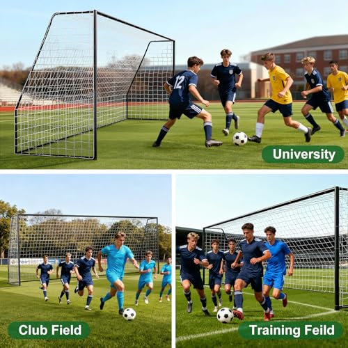 NAIZEA Soccer Goals - 24x8/21x7/18x7/12x6/16x7/10x6/8x6/6x4FT Soccer Goals for Backyard Training- Portable Metal Soccer Net for Youth & Adults - Heavy Duty Steel for Indoor Outdoor Games & Practice - size: 21ft x 7ft, style: Trainer-Black/Steel