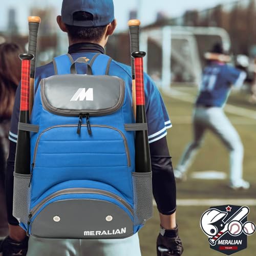 Baseball Bag - Lightweight Softball & T-Ball Backpack with Shoe Compartment for Equipment & Gear - color: BLUE
