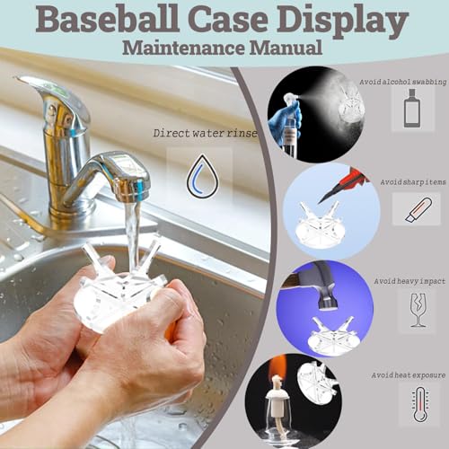 2Pcs Acrylic Baseball Holder Display Case Display for Balls Suitable for Baseball, Golf Softball, Tennis Ball Spheres, Thanksgiving Pumpkin Ball, Wooden Eggs Clear Baseball Stand