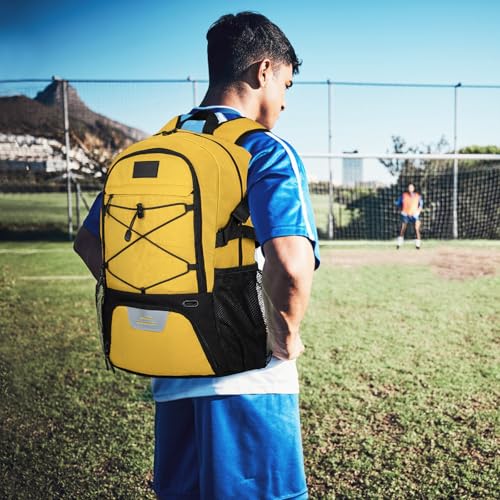 Goloni Soccer Backpack,Basketball Backpack with Ball Compartment & Shoe Compartment,Backpack for Basketball,Soccer - color: orange