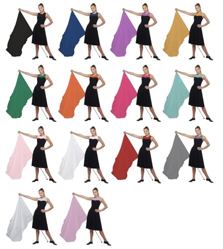 Red Color Guard Flag, Curved Rectangle Solid Color Flag for Practice, Made of Easy to Clean Polyester Habutai