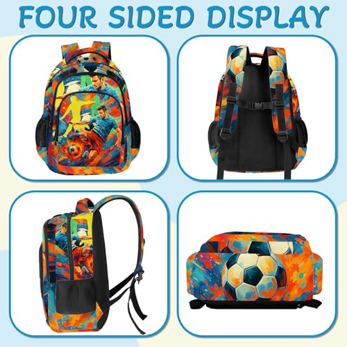 Soccer Backpack for Kids,School Bookbag Large Capacity Adjustable Bookbag Durable Lighting Multi Pockets School Bag Daypack Travel (Soccer) - color: Soccer