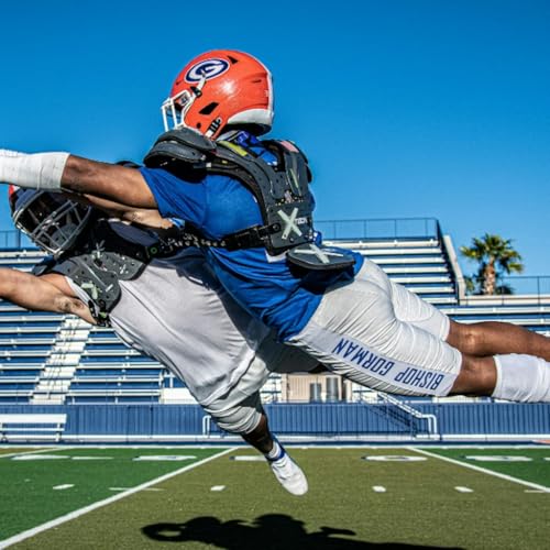 XTECH Vented 5-Sided Football Backplate - Universal Adjustable Back Plates for Adult Mens and High School Players for Football Shoulder Pads - Protective Gear and Accessories - size: Small, style: Super Skill