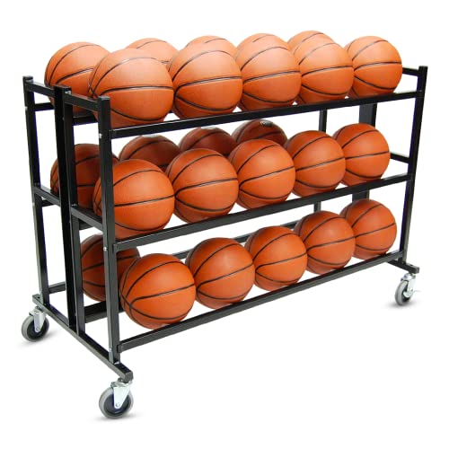 Trigon Sports Sports Lockable Ball Storage Cart, Basketball Storage Bin for Indoor Outdoor, Rolling Exercise Ball Cart Holder for Gym, School, Club - style: HD Double Wide Ball Locker with Wheels