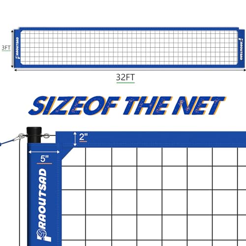 Heavy Duty Volleyball Net for Backyard, Professional Portable Outdoor Volleyball Net Set with Adjustable Aluminum Poles, Winch System, Anti-Sag Design, Carrying Bag for Beach and Grass - color: blue