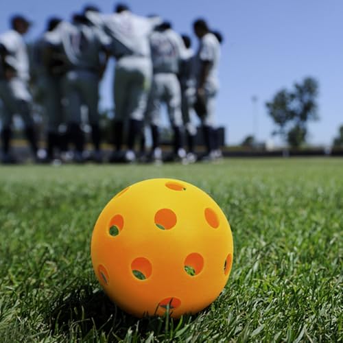 16 Pack Plastic Baseballs - Hollow Softballs for Lightweight Batting Practice - Indoor/Outdoor Training Balls - color: Yellow,9pcs