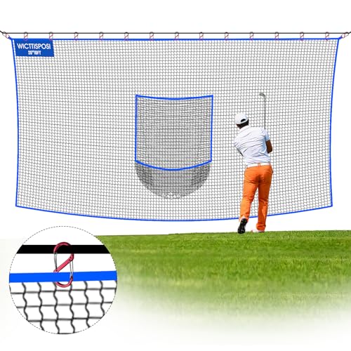 Golf Net with Target Pocket, 20ft/15ft/10ft Golf Practice Net, Heavy-Duty Multi Sports Netting Barrier, Golf Hitting Net for Golfer Garages Backyard Driving Swing Chipping, Indoor Outdoor Use - size: 20ftx10ft