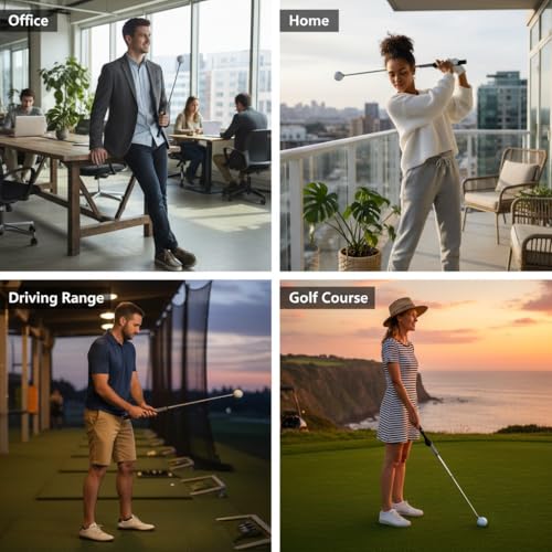 Retractable Golf Swing Trainer with Wrist Support Brace, Golf Grip Trainer & Swing Aid for Right Hand, Adjustable Golf Training Equipment for Strength & Tempo Training, Indoor Outdoor Practice