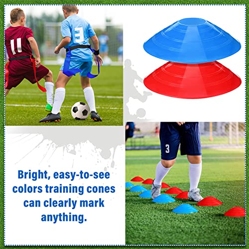 Wettarn 10/16 Player Flag Football Belts Adjustable Flag Football Set with Cones Bag for Youth Adults Kids Training Sport - color: Red, Blue