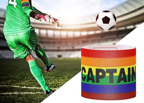 ONLYKXY Captain Armbands 9x30CM/3.54x11.81inch Adjustable Leader Armband for Soccer Basketball Volleyball School Team Competition Coach Players Wrist Arm Bands - color: Rainbow Color