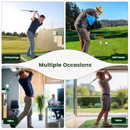 Retractable Golf Swing Trainer, Portable Golf Grip Training Aid for Right-Handed Golfers, Warm-Up Stick for Indoor & Outdoor Practice, Golf Training Equipment for Beginners