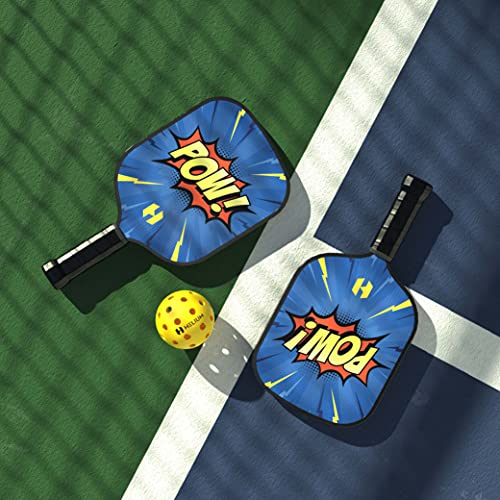 Helium Pickleball Paddle for Kids – Child Size Paddle for Children 12 and Under, Lightweight Honeycomb Core, Graphite Strike Face, Pickleball Paddle & Drawstring Bag - POW! - style: 2 Paddle Set