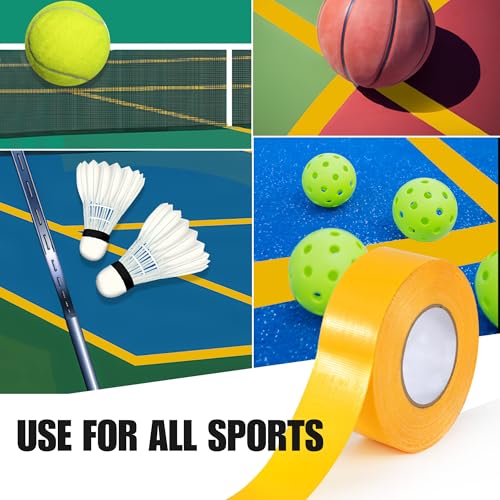 Professor Pickleball Court Tape - Makes Full Size Court - Outdoor Pickleball Marking Kit - 2" x 200 FT, Yellow Tape for Temporary Court Lines, No Residue, Quick and Easy Application