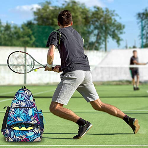 ACOSEN Tennis Bag Tennis Backpack - Large Tennis Bags for Women and Men to Hold Tennis Racket,Pickleball Paddles, Badminton Racquet, Squash Racquet,Balls and Other Accessories - color: Green Floral