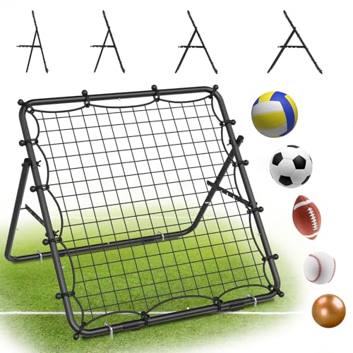 Volleyball Baseball Rebounder Net, Metal Frame & High-Tension PE Net, Lacrosse Bounce Back PracticeTraining Equipment, Adjustable Softball Pitchback Net, Perfect for Improving Balls Training Skills