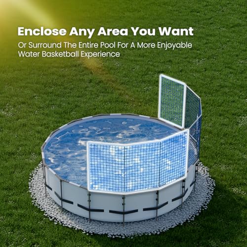 ECOPOOLTECH Pool Basketball Hoop with Backstop Net for Round Above-Ground Pools Only, Height Adjustable Thick PVC Backboard, Sturdy Stainless Steel Frame, Includes Basketball and Pump. - color: Navy Blue