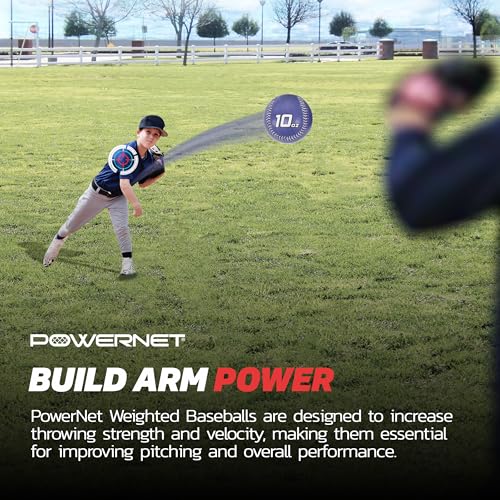 PowerNet Weighted Baseballs, Outdoor Baseball Training Equipment for Improving Throwing Velocity and Strength, 3-12 oz Weighted Training Balls & Throwing Guide