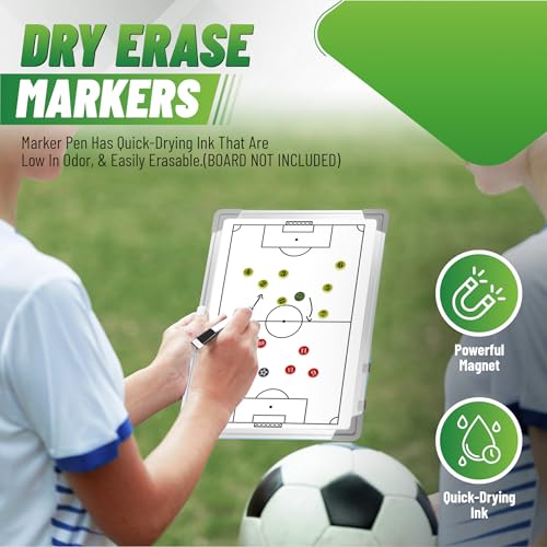 ZPU 27 Picese Soccer Board Magnets, Soccer Magnets Set with 2 Dry Erase Black Marker Pens, 2 Red Marker Pens, 1 Storage Bag, Tactics Strategy Board Coaches Clipboard Accessories (Board NOT Included) - style: Soccer
