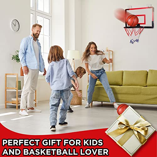 Sosation 2 Pcs Mini Basketball Hoop with 4 Basketball, Sticky Hook, Pump, Indoor No Drilling Basket Ball Hoop Decompress Game for Kid Adult Back to School Gift - style: Classic Style