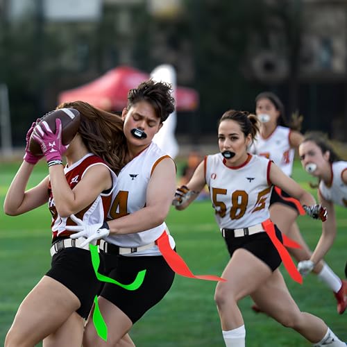 Flag Football Belts, Set of Flag Football Flags for Kids Adults, and Youth, Adjustable Flag Football Set 14 Players - color: Orange and Lime Green