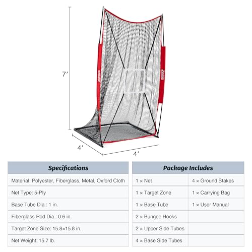 ZELUS 7x4 ft Football Kicking Net, Portable Football Throwing Net with Target Zone Attachment, Sideline Training Tool for Kids Adults Punting Kicking Passing Snapping Practice, Carry Bag Included