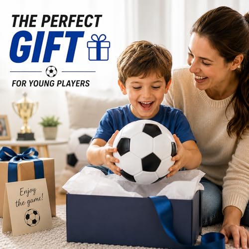Soccer Ball Size 5 Size 4 Size 3 Size 2 with Pump Deflated - Single, 2 or 3 Pack Official Size Indoor Outdoor Training - Gift for Toddler Kids Youth Teens Adult 1-3 5-8 8-12 12+ Years Old Boys Girls