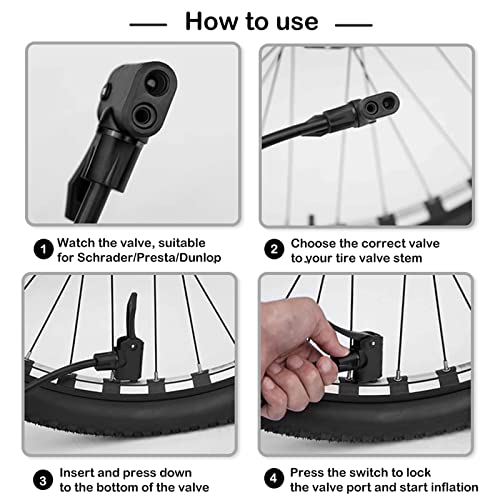 Hycline Bike Floor Pump: Bicycle Tire Pump 160 PSI with Schrader & Presta Valve - High Pressure Air Pumps for Road MTB BMX Hybrid Bikes Tires, Balls, Inflatables - style: Pump no Gauge